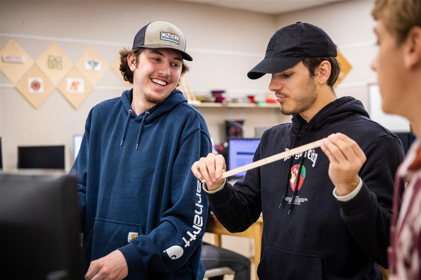 Students work in an architecture and design class